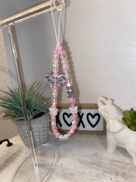 Pink Black and White Cell Phone Charm