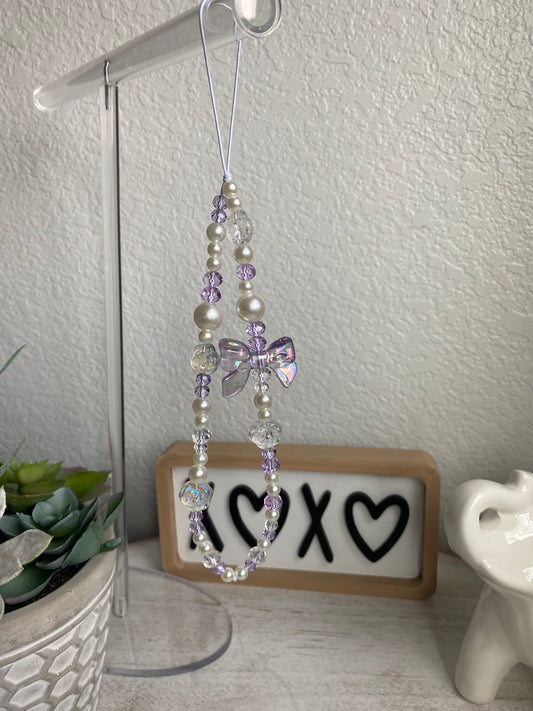 Purple Bow Cell Phone Charm with Roses